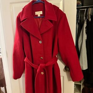 Michael Kors Vibrant Red Wool Coat